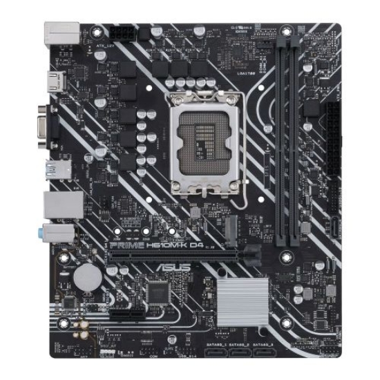 Picture of Asus PRIME H610M-K D4, Intel H610, 1700, Micro ATX, 2 DDR4, VGA, HDMI, PCIe4, 1x M.2