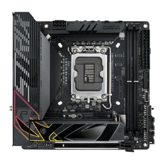 Picture of Asus ROG STRIX Z790-I GAMING WIFI, Intel Z790, 1700, Mini ITX, 2 DDR5, HDMI, 2 Thunderbolt, Wi-Fi 6E, 2.5G LAN, PCIe5, 2x M.2, ROG Strix Hive & FPS-II Card