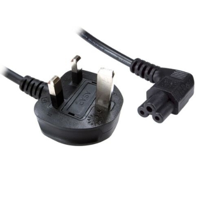 Picture of Jedel UK Power Lead, Cloverleaf, Moulded Plug, Right Angle Connector, 1 Metre
