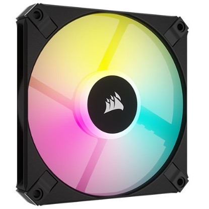 Picture of Corsair iCUE AF120 RGB SLIM 12cm PWM Case Fan, 8 ARGB LEDs, FDM Bearing, 600-2000 RPM, Black, Single Fan Expansion Pack