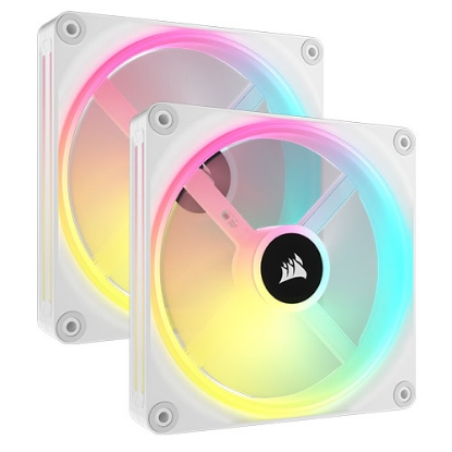 Picture of Corsair iCUE LINK QX140 14cm PWM RGB Case Fans x2, 34 RGB LEDs, Magnetic Dome Bearing, 2000 RPM, iCUE LINK Hub Included, White