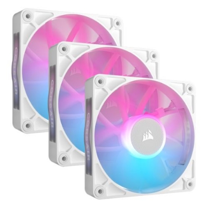 Picture of Corsair iCUE LINK RX120 RGB 12cm PWM Case Fans x3, 8 ARGB LEDs, Magnetic Dome Bearing, 2100 RPM, iCUE LINK Hub Included, White