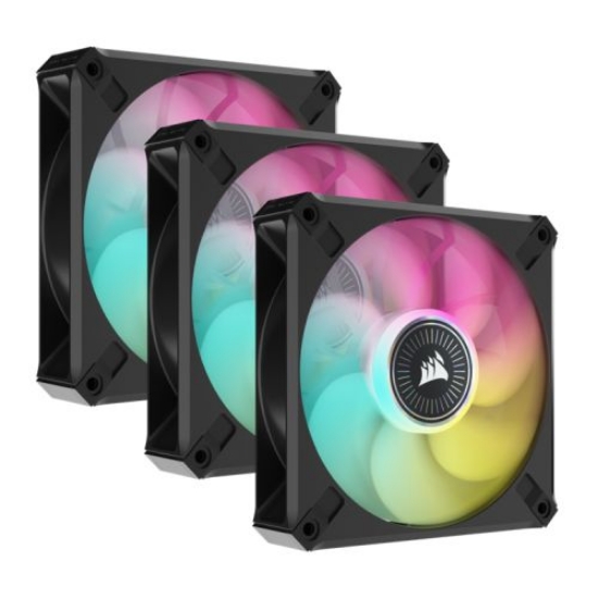 Picture of Corsair iCUE ML120 RGB Elite Premium 12cm PWM Case Fans x3, Magnetic Levitation Bearing, 450-2000 RPM, Lighting Node CORE Included