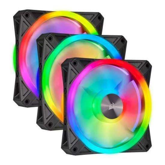 Picture of Corsair iCUE QL120 12cm PWM RGB Case Fans x3, 34 ARGB LEDs, Hydraulic Bearing, Lighting Node CORE Included