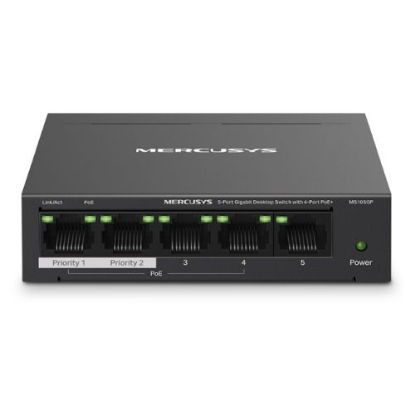 Picture of Mercusys (MS105GP) 5-Port Gigabit Desktop Switch with 4-Port PoE+, Steel Case