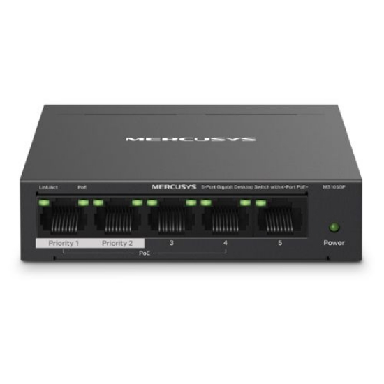 Picture of Mercusys (MS105GP) 5-Port Gigabit Desktop Switch with 4-Port PoE+, Steel Case