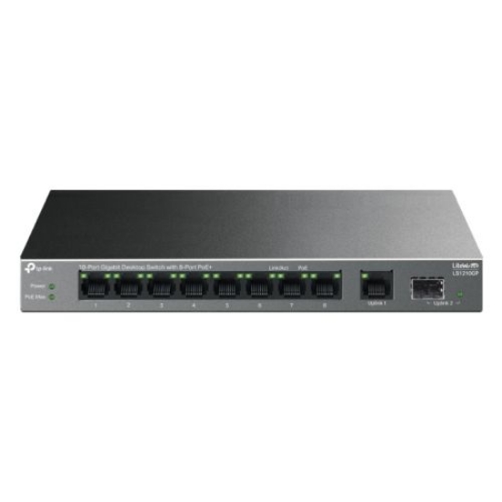 Picture of TP-LINK (LS1210GP) 10-Port Gigabit Desktop LiteWave Switch with 8-Port PoE+, GB SFP Port