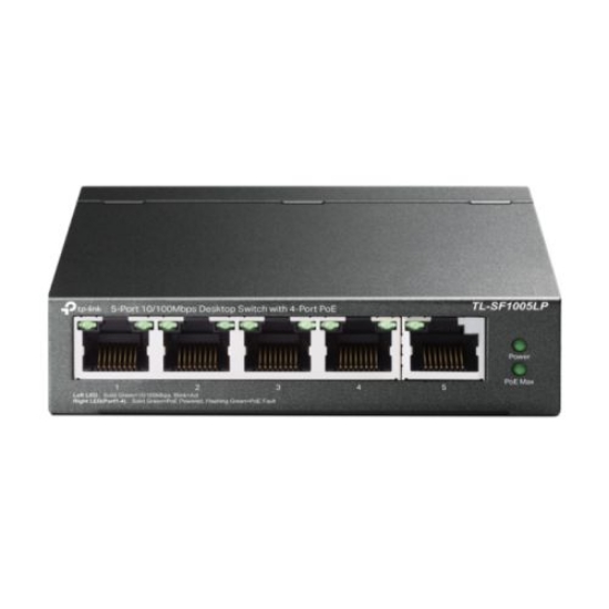 Picture of TP-LINK (TL-SF1005LP) 5-Port 10/100 Unmanaged Desktop Switch, 4-Port PoE, Intelligent Power, Steel Case