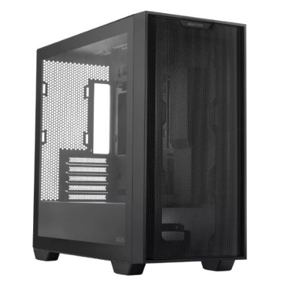 Picture of Asus A21 Gaming Case w/ Glass Window, Micro ATX, Mesh Front, 380mm GPU & 360mm Radiator Support, Asus BTF Compatible, Black