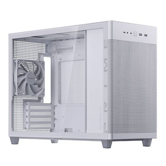 Picture of Asus Prime AP201 Gaming Case w/ Tempered Glass Window, Micro ATX, USB-C, Tool-free Panels, 338mm GPU & 360mm Radiator Support, White