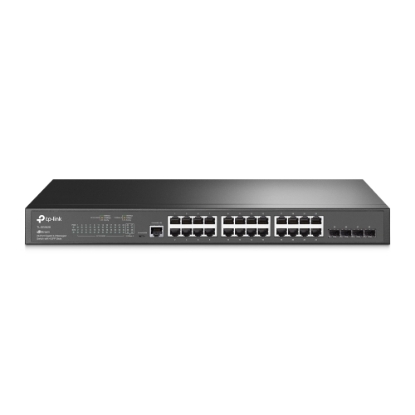 Picture of TP-LINK (TL-SG3428) JetStream 24-Port Gigabit L2 Managed Switch with 4 SFP Slots, Console Port, Fanless, Rackmountable