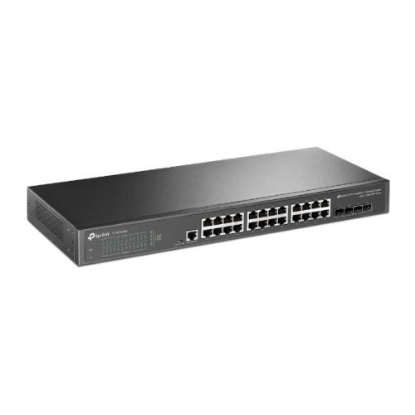 Picture of TP-LINK (TL-SG3428X) JetStream 24-Port Gigabit L2+ Managed Switch with 4 10GE SFP+ Slots, L2+/L3, Fanless, Rackmountable