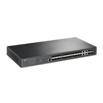 Picture of TP-LINK (TL-SG3428XF) JetStream 24-Port SFP L2+ Managed Switch w/ 4 10GE SFP+ Slots, Dual Redundant PSUs, Rackmountable