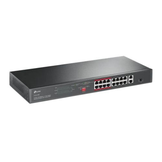 Picture of TP-LINK (TL-SL1218P) 16-Port 10/100Mbps + 2-Port GB Unmanaged Rackmount PoE+ Switch, Combo GB SFP Slot, 16-Port PoE+