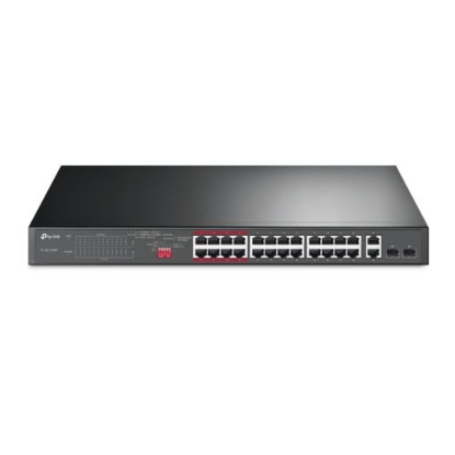 Picture of TP-LINK (TL-SL1226P) 24-Port 10/100Mbps + 2-Port GB Unmanaged PoE+ Switch, 2 combo GB SFP Slots, 24-Port PoE, Rackmountable