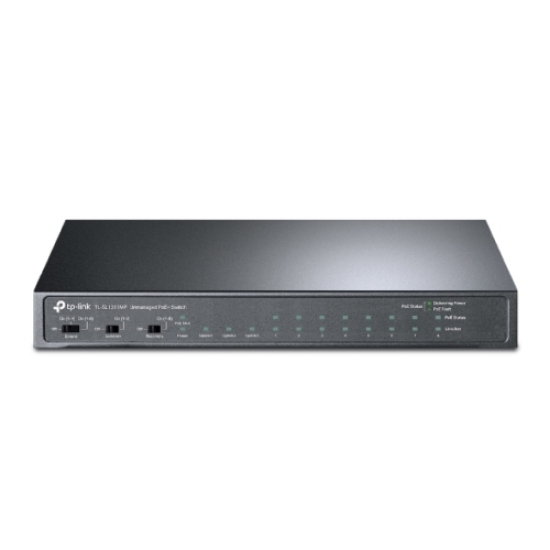 Picture of TP-LINK (TL-SL1311MP) 8-Port Unmanaged Desktop PoE+ Switch, 8-Port 10/100Mbps + 2-Port Gigabit RJ45 & 1 Gigabit SFP