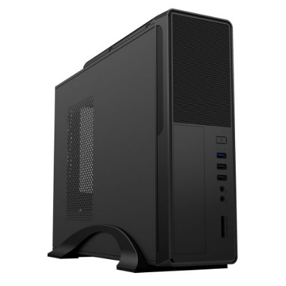Picture of CiT S014B Micro ATX Slim Desktop Case, 300W PSU, Mesh Front, 8cm Fan, Card Reader, USB 3.0, Black
