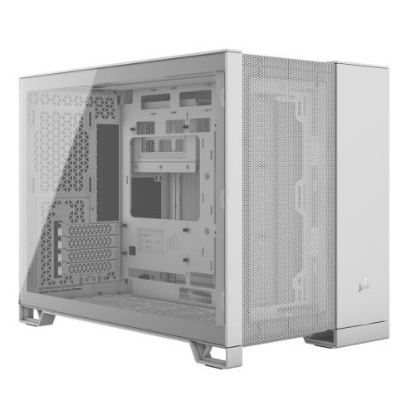 Picture of Corsair 2500D Airflow Dual Chamber Gaming Case w/ Glass Window, Micro ATX, Fully Mesh Panelling, USB-C, Asus BTF Compatible, White