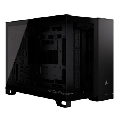 Picture of Corsair 2500X Dual Chamber Gaming Case w/ Glass Side & Front, Micro ATX, Mesh Panels, USB-C, Asus BTF Compatible, Black