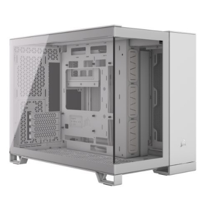 Picture of Corsair 2500X Dual Chamber Gaming Case w/ Glass Side & Front, Micro ATX, Mesh Panels, USB-C, Asus BTF Compatible, White
