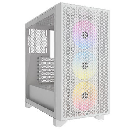 Picture of Corsair 3000D RGB Airflow Gaming Case w/ Glass Window, ATX, 3x AR120 RGB Fans, GPU Cooling, 3-Slot GPU Support, High-Airflow Front, White