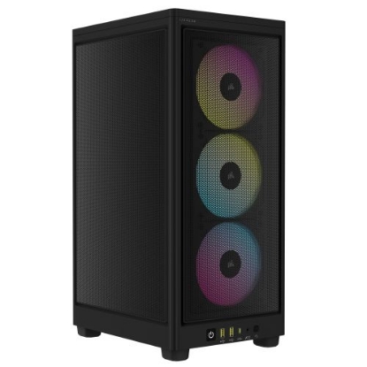 Picture of Corsair iCUE 2000D RGB Airflow Mini ITX Gaming Case, Mesh Panels, 3 RGB Fans, Triple-Slot GPU Support, USB-C, RGB Controller, Requires SFX/SFX-L PSU, Black