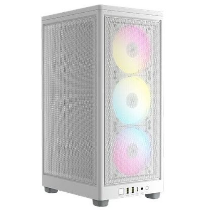 Picture of Corsair iCUE 2000D RGB Airflow Mini ITX Gaming Case, Mesh Panels, 3 RGB Fans, Triple-Slot GPU Support, USB-C, RGB Controller, Requires SFX/SFX-L PSU, White