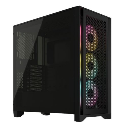 Picture of Corsair iCUE 4000D RGB AIRFLOW Gaming Case w/ Glass Window, E-ATX, 3x AF120 RGB Fans, High-Airflow Front, USB-C, RGB Controller, Black