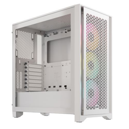 Picture of Corsair iCUE 4000D RGB AIRFLOW Gaming Case w/ Glass Window, E-ATX, 3x AF120 RGB Fans, High-Airflow Front, USB-C, RGB Controller, White