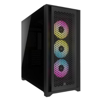 Picture of Corsair iCUE 5000D RGB AIRFLOW Gaming Case w/ Glass Window, E-ATX, 3x AF120 RGB Fans, High-Airflow Front, USB-C, RGB Controller, Black