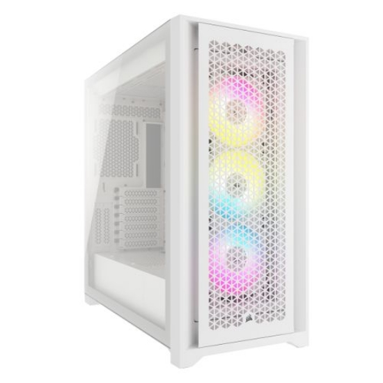 Picture of Corsair iCUE 5000D RGB AIRFLOW Gaming Case w/ Glass Window, E-ATX, 3x AF120 RGB Fans, High-Airflow Front, USB-C, RGB Controller, White