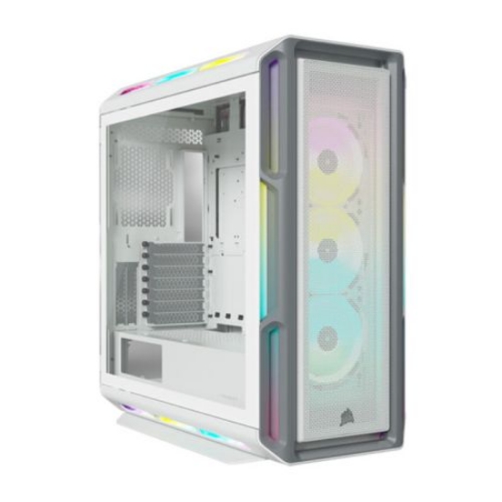 Picture of Corsair iCUE 5000T RGB Gaming Case w/ Glass Window, E-ATX, Multiple RGB Strips, 3 RGB Fans, iCUE Commander CORE XT included, USB-C, White