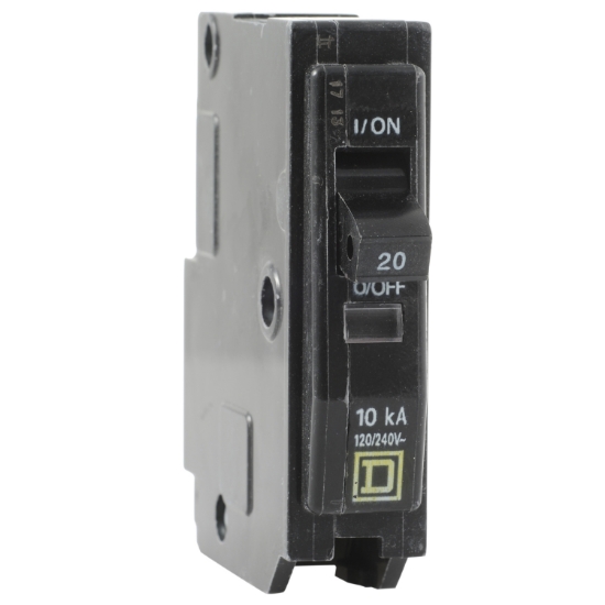 Picture of Mini circuit breaker, QO, 20A, 1 pole, 120/240VAC, 10kA, plug in, consumer pack